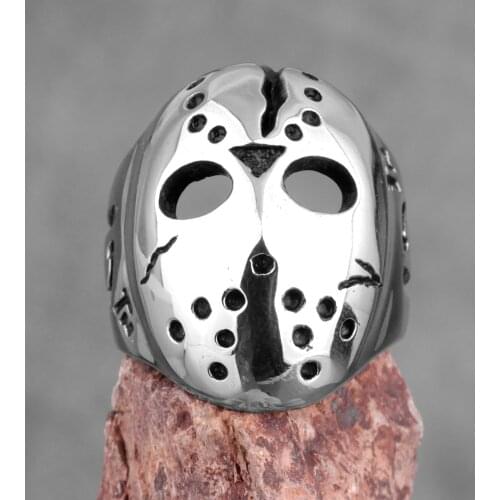 Jason Mask Killer 13th Men Rings Punk Hip Hop Domineering for Boyfriend Male Stainless Steel Jewelry Creativity Gift Wholesale