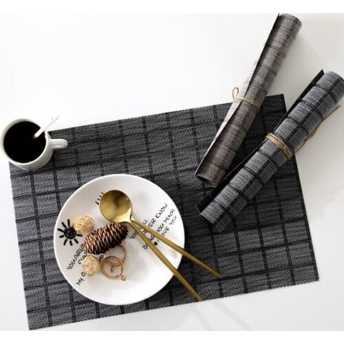 4Pcs/Lot Washable Plaid PVC Placemats Dining Table Mat Non-slip Bowl Cup Coaster Wine Pad Table Decorative Mats