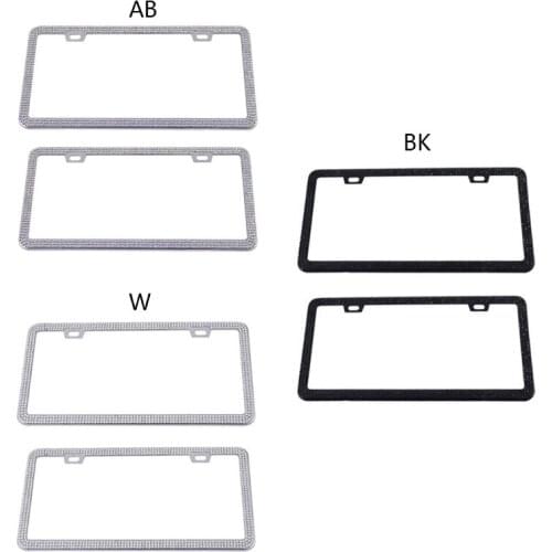 N0HF Custom License Plate Frame Quality Blingbling Rhinestone Cover Auto Decoration Water-resistant Quick Installation