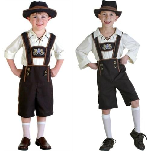 Germany Beer Festival Waiter Costumes Outfit Kids Cool Beer Funny Child Role Play Oktoberfest Costume