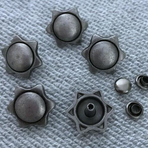 New Coming 50PCS 15MM Antique Silver Hexagon Rivet Punk Bottom Round Hexagon Studs Spike Shoes Belt Bag Accessorie Leather Craft