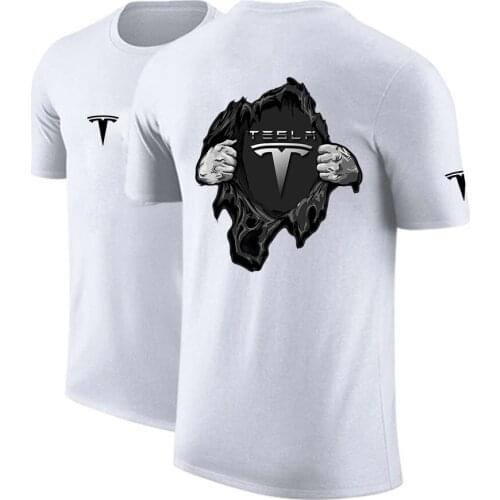 NEW Tesla Car Logo Custom Round Neck Punk Comfortable Print Short Sleeve Casual Tops Sweatshirts Leisure Men T shirts