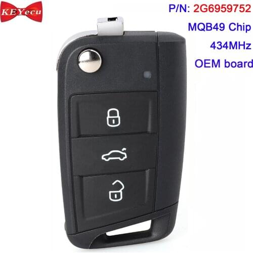 KEYECU OEM Genuine Semi Keyless for Volkswagen Golf Polo 2017 2018 2019 2020 2021 Remote Key Fob 2G6959752 MQB49 5C Chip