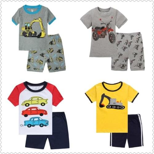 Digger Baby Boys Pajamas Clothes Suit Children Pjs Clothing Set Cartoon Boy T-Shirt Pants Outfits Cotton 2-7Years Soft Pyjamas