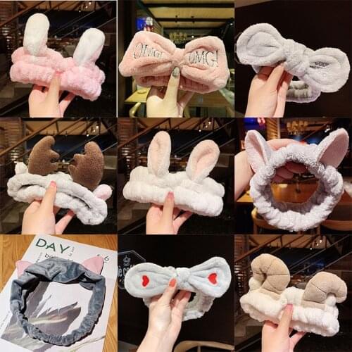 67 Styles Coral Fleece Soft Bow Headbands Letter Crab Antler Cat Hairband Women Girls Holder Turban Hairbands Hair Accessories