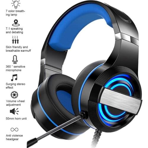 Wired Stereo Gaming Headset Noise Canceling LED Light Surround Sound Headphone
