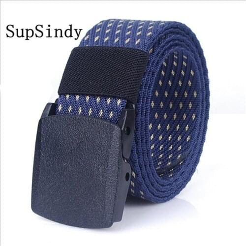 SupSindy Slim men and women canvas belt Fashion POM automatic buckle belt For women man Outdoor military fans tactical equipment