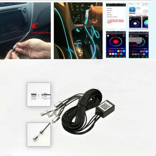 RGB LED Car Interior Fiber optic Dash Board Door Atmosphere Light Engine Smart phone App control Lighting PMMA Source