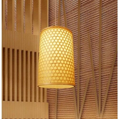 Chinese style hand knitting bamboo art Chandelier Rustic bamboo color E27 LED lantern lamp for porch&parlor&corridor&bar LHDD041