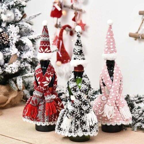 Merry Christmas Santa Claus Wine Bottle Bag Cover Xmas Party Table Decor Gift