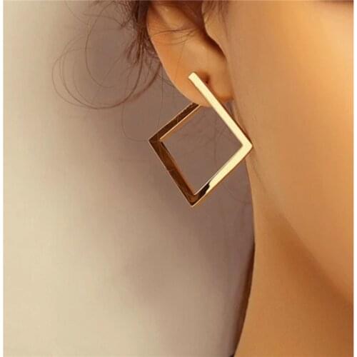 Retro Minimalist Square Earrings Irregular Stud Earrings New Exaggerated Cold Wind Fashion Earring for Women Opening Accessories