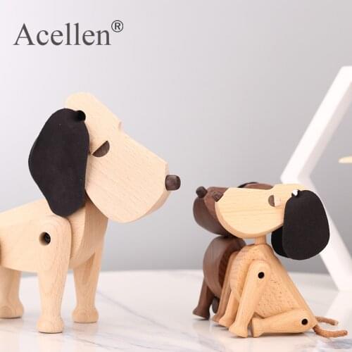 Nordic Wooden Oscar Dog Handmade Figures Walnut Denmark Lovely Puppy Toys Home Decoration Doggy Tabletop Ornament Kids Toys Gift