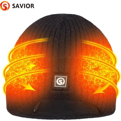 Savior Heated Hat Battery Heated Beanie Electric Rechargeable Warm Winter Heated Fleece Cap