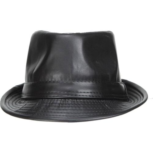 Fashion PU Bucket Hat Leather Fishing Cap Soild Foldable Hiking Hat Hip-Hop Street Waterproof Panama for Women and Men