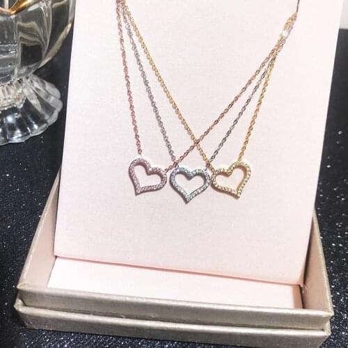 YUN RUO 2021 18 K Gold Plated Zircon Heart Pendant Necklace Fashion 316 L Stainless Steel Jewelry Woman Birthday Gift Never Fade