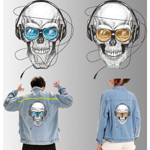Funny Skull Transfer Patches Sticker For Clothing Iron On Patches Transfert Thermocollants T-Shirt Jacket DIY Patch Appqiued New