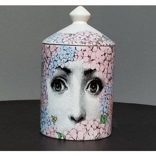 Lady Face Jar DIY Empty Candle Holder Beauty Dressing Brush Pen Box with Lid Ceramic Storage Tin Flower and Bottle Party Gift