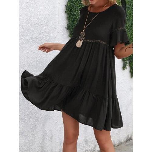 Robe Femme Summer Dress Womens Clothing 2021 A-Line Y2K Dresses Hollow Out Ruffles Loose Mini Dress For Woman Vestido De Mujer