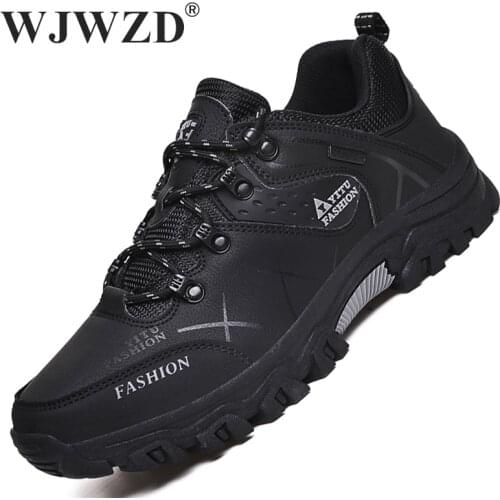 Winter Warm Mens Boots Leather Plush Mens Snow Boots Men Outdoor Hiking Sneakers No-slip Waterproof Safety Ankle Boots for Men