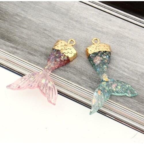 2pcs 3D Mermaid Tai Resin Eardrop Charms Pendant Findings Women DIY Trendy Animal Necklace Anklet Jewelry Accessories F221