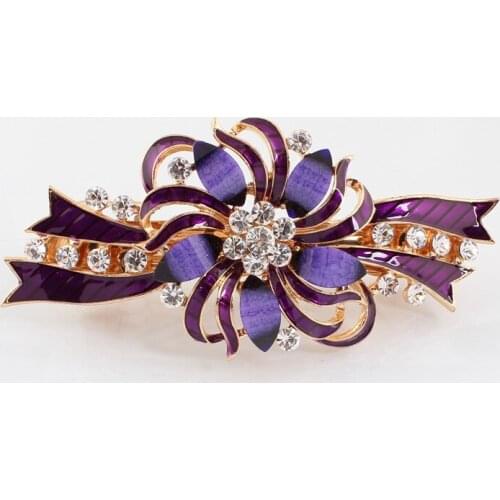 2016 New design Flower Crystal epoxy Hair clips Hairpin women jewelry Christmas gift Golden plated alloy barrettes