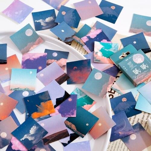 Evening sky Sticky Stickers Color Paper Decoracion Scrapbooking Office Stationery School Supplies Sticker Flakes 46PCS