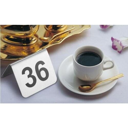 50pcs Double-Sides stainless steel table sign card Number Card Wedding Restaurant Cafe Bar Place desk card holder