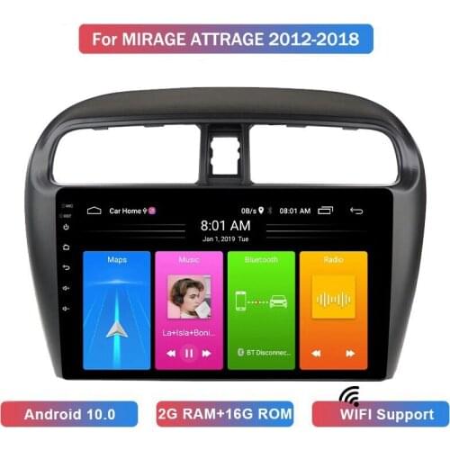 9 Inch 2 Din Android 10.0 Car MP5 Player 2+16GB Wifi Bluetooth GPS Navigation for Mitsubishi Mirage Attrage 2012-2018