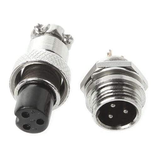 Aviation Plug Male & Female Wire Panel Metal Connector 12mm 2/3/4/5/6 Pin GX12