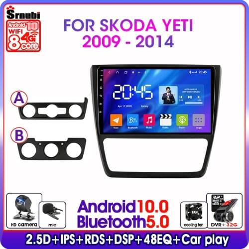 Android 10.0 Car Radio for Skoda Yeti 5L 2009-2014 2 Din DSP RDS GPS Navigation WIFI Multimedia Stereo Video Player Split Screen