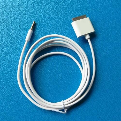 1.5m 3.5 to 30PIN car audio cable 30 Pin Dock Connector Male to 3.5mm Male Jack Car AUX cable for IPOD iphone ipad 2 3