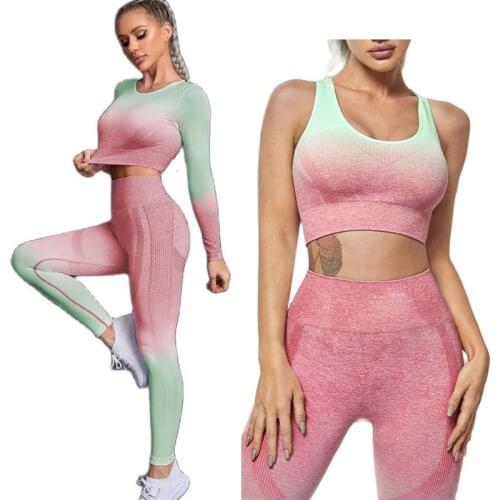 Seamless Yoga Set Women Fitness Clothing Fitness Set Sport Suit Tank Top Pants 2 Piece Bra+Pants Ink Flower Printing Tracksuit