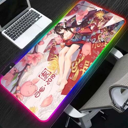 Anime pc gamer completo big mouse pad large teclado gamer RGB mousepad led luminous keyboard color desk mat xxl