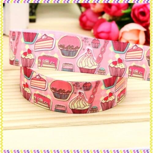 DHK 7/8'' Free shipping cupcake printed grosgrain ribbon hairbow headwear party decoration diy wholesale OEM 22mm P4817