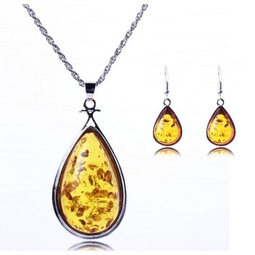 European and American Water Drop Jewelry Sets Necklace Earrings Fashion Jewelry