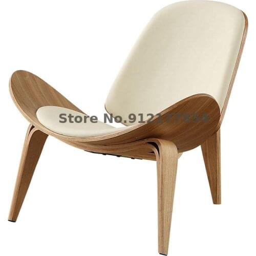 Bent Wood Airplane Chair Smile Triangle Simple Single Sofa Shell Chair Meeting Solid Wood Chair Shall Chair