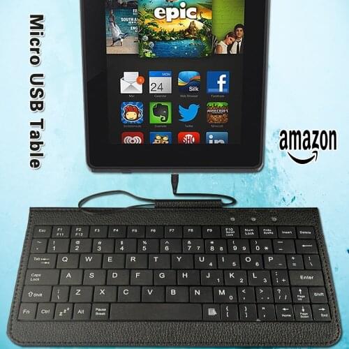Quality Wired USB English Keyboard for Amazon Kindle Fire 7"/Fire HD 7"/Fire HDX 7"/Fire 7/HD 8 Tablet Wired Keyboard+Bracket