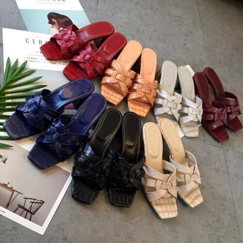 Summer womens high quality real leather 6cm high heeled slippers Chic genuine leather high heels sandals EU35-42 size BY753