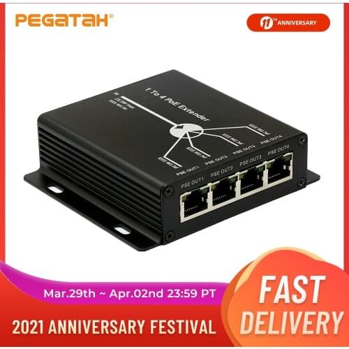 Hot CCTV POE 4-Ports Extender 720P1080P Network 1 input4 Output camera Extend 120m transmission distance with 10/100M LAN ports