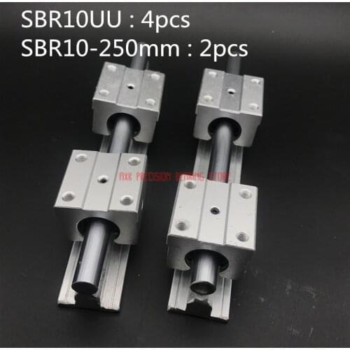 2019 New Hot Sale AXK 2pcs Sbr10 L 250mm Linear Rail Support With 4pcs Sbr10uu Guide Auminum Bearing Sliding Block Cnc Parts