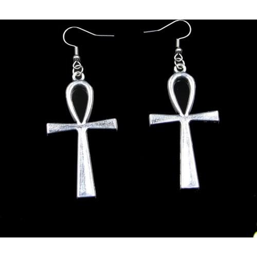 Fashion Handmade Simple Design 52*28mm Cross Egyptian Ankh Life Drop Earrings For Women Gift Fashion Jewelry Cute Small Object