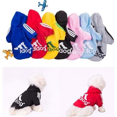 Adidog Clothes, Pet Dog Clothes for Small Medium Dogs, Cotton Hooded Sweatshirt, 2021 Hot Selling Warm Two-Legged Pet Jacket