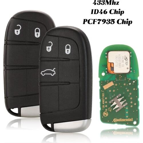 Jingyuqin Original 2/3 Buttons 433Mhz Remote Smart Car Key ID46 PCF7953 Chip Fob For Fiat 500X 2015-2017 Replacement