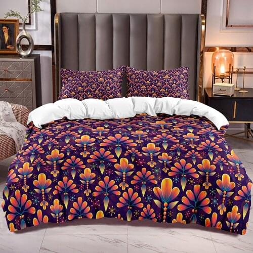 Floral Duvet Cover with Zipper Comforter Cover Flowers Pattern Botanical Bedding Duvet Cover Plants Theme Leaves Flowers