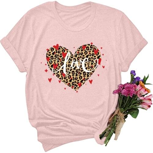 Plus Size Graphic T-shirt Women 2021 Love Letter Printing Women Tee Shirt Casual Summer Top Tee Round Neck Short Sleeve T-Shirt