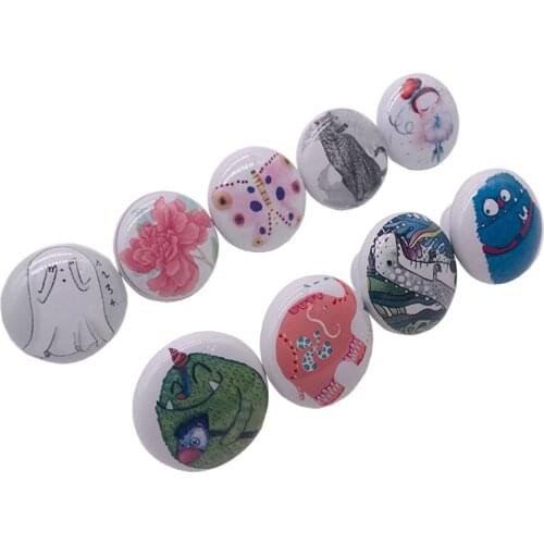 Children Room Knobs and Handles Cute Painted Cartoon Look Kid Child Kitchen Cabinet Cartoon Furniture Ceramic Handle Drawer Pull