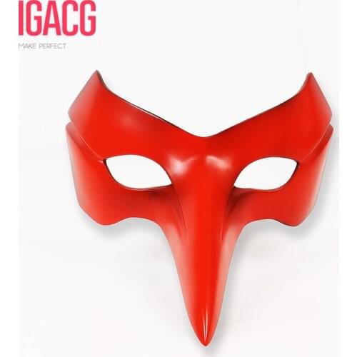 FRP Type!!! IGACG Goro Akechi Mask Persona 5 Cosplay Masks Crow Persona5 Costume Accessory Long Red Beak Goro Akechi Eyewear