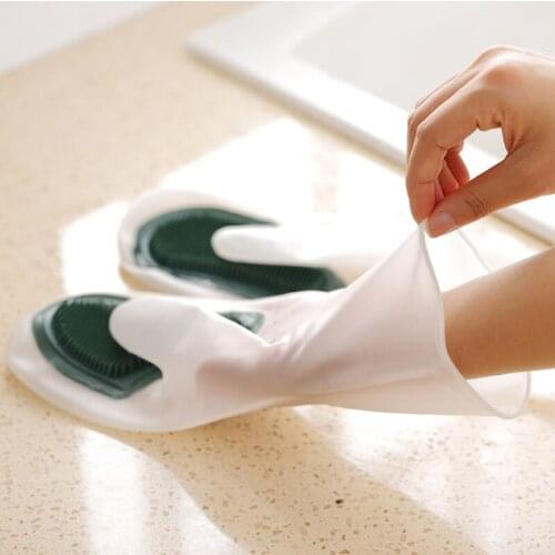 Magic glove dishwashing brush tools housework waterproof heat insulation kitchen tools silicone gloves