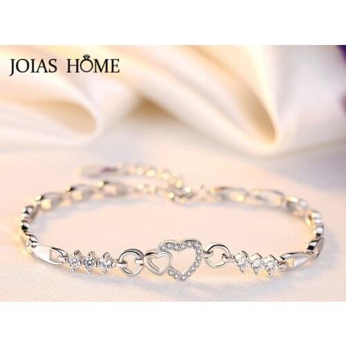JoiasHome Gemstones Bracelet for Women Trendy Silver 925 Jewelry Amethyst Zircon Heart shaped Delicate Female Fine Jewelry Gifts