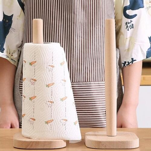 1PC Paper Roll Towel Holder Kitchen Dining Room Vertical Wooden Tissue Shelf Stand Floor Type Bathroom Organizer Storage Rack